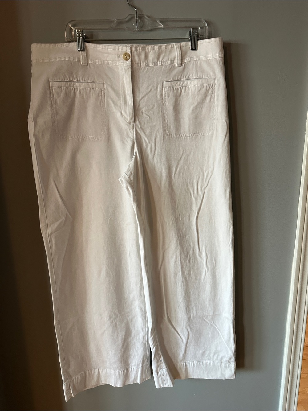 Talbots White Wide-Leg Cropped Pants
